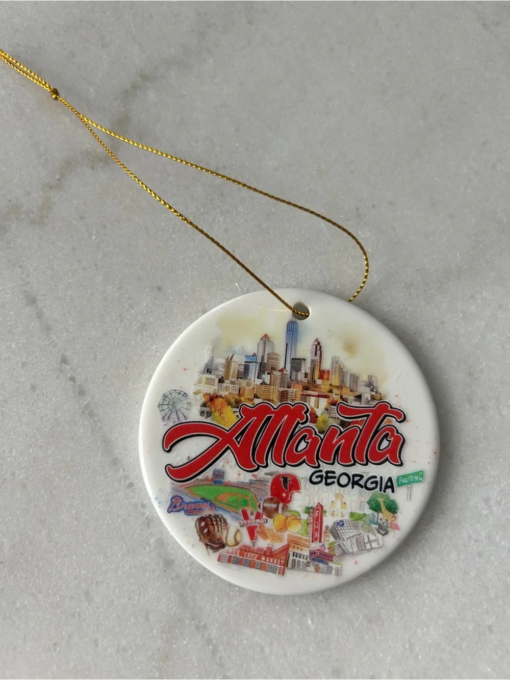 Atlanta Georgia White Ceramic Holiday Ornament